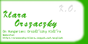 klara orszaczky business card